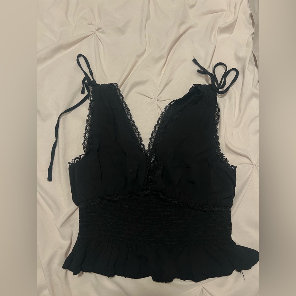 Forever 21 Black Lace Trim Crop Top